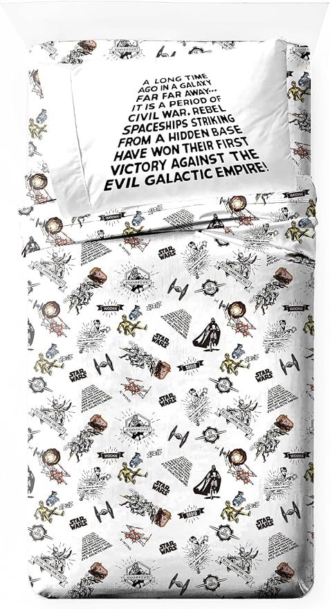 Jay Franco Kids Sheet Set with Fitted, Flat Sheets & Pillow Cover - Ultra-Soft Bedding with Pillowcase for Room Decor, White - Star Wars, 3 Piece Twin by JayFranco