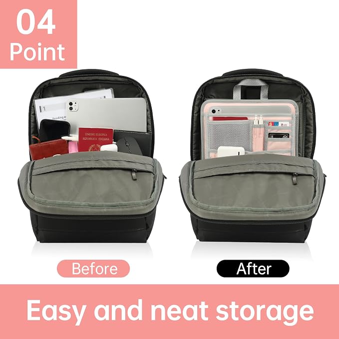 Stiff Backpack Insert Organizer for Men Women Bag In Bag,Water-repellent Nylon 13.7''x10.2''x2''-Pink - Image 5