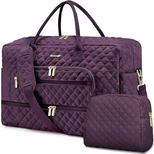 Travel Duffle Bag Weekender for Women - Carry-On Overnight Bag Personal Item Bag with Shoe Compartment & Wet Pocket Large Weekend Tote Bags with Toiletry Bag Hospital Bags for Labor and Delivery by LUOCIP