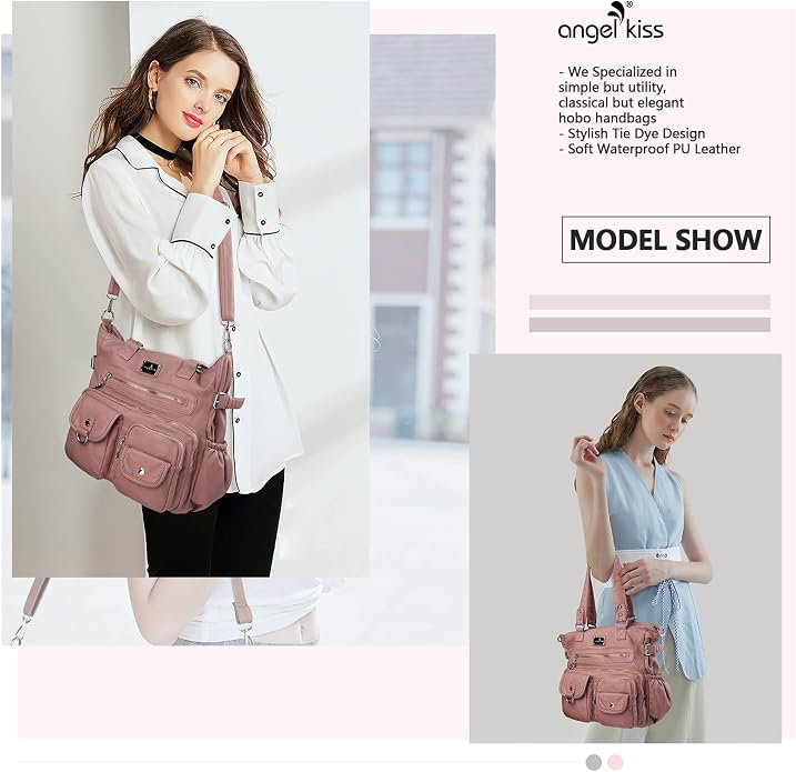 Angelkiss Purses Handbags for Women PU Tote Satchel Bags for Women Pockets Shoulder Bags… | PU - Image 2