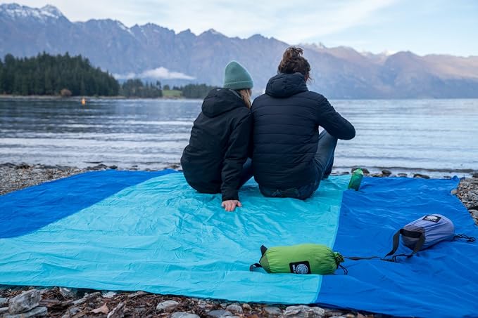 WEKAPO Beach Blanket Sandproof Waterproof, Extra Large Beach Mat, Oversized & Compact Sand Free, Quick Drying Beach Essentials for Vacation, Cruise, Picnic & Camping with Stakes - Image 9