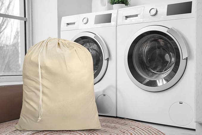 4 Pack Reusable Laundry Bags - 100% Cotton Multi Purpose Travel Laundry Bag - Durable & Machine Washable - Large Laundry Bag 28 x 36" - Image 6