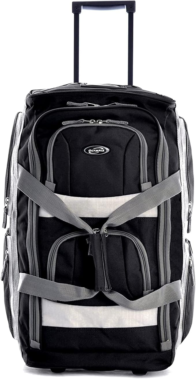 Olympia U.S.A. 29 inch Jumbo Size 8 Pockets Wheeled Rolling Duffel Bag Water Resistant Luggage Lightweight Travel Suitcase with Retractable Handle - Image 2
