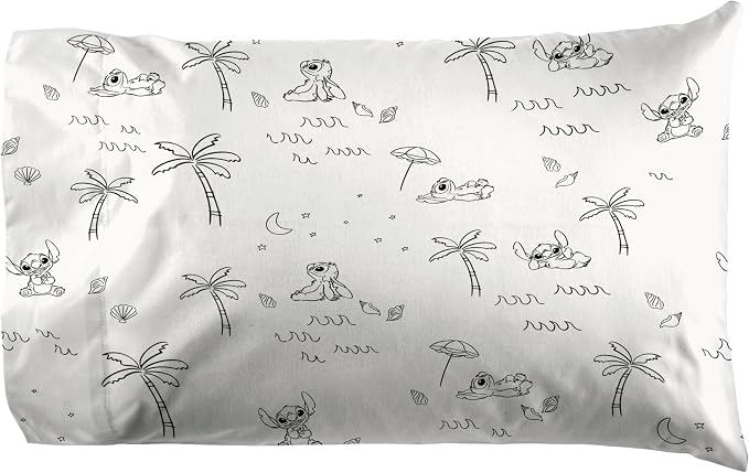Jay Franco Kids Sheet Set with Fitted, Flat Sheets & Pillow Cover - Ultra-Soft Bedding with Pillowcase for Room Decor, White - Lilo and Stitch, 4 Piece King - Image 4
