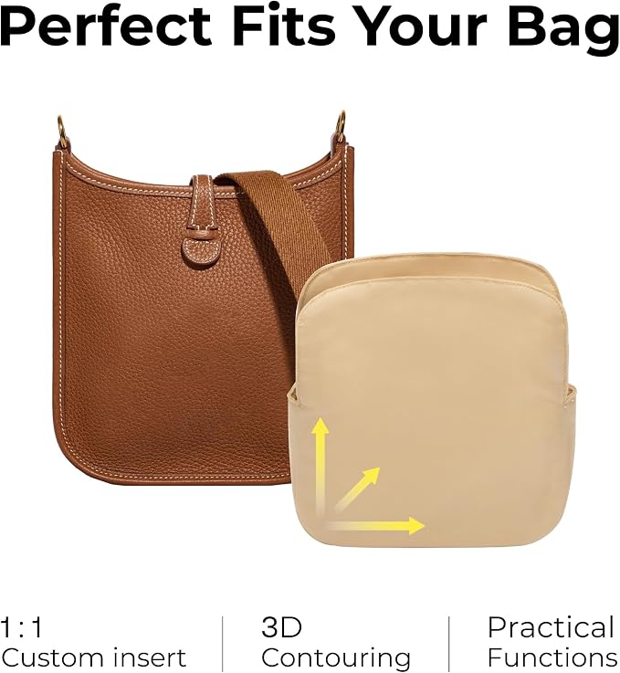 Tote Bag Organizer Insert for HERMES Evelyne 16 Handbag,Custom Fit Inside Premium Vanile Lightweight WaterResistant Purse Insert - Image 3