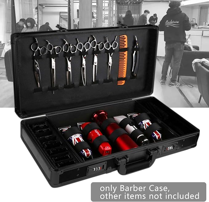 DNYSYSJ Barber Carrying Case Barber Case, Stylist Tool Box Professional Salon Hair Cutting Grooming Kit Storage Organizer for Clippers, Scissors, Barber Supplies (B) - Image 2