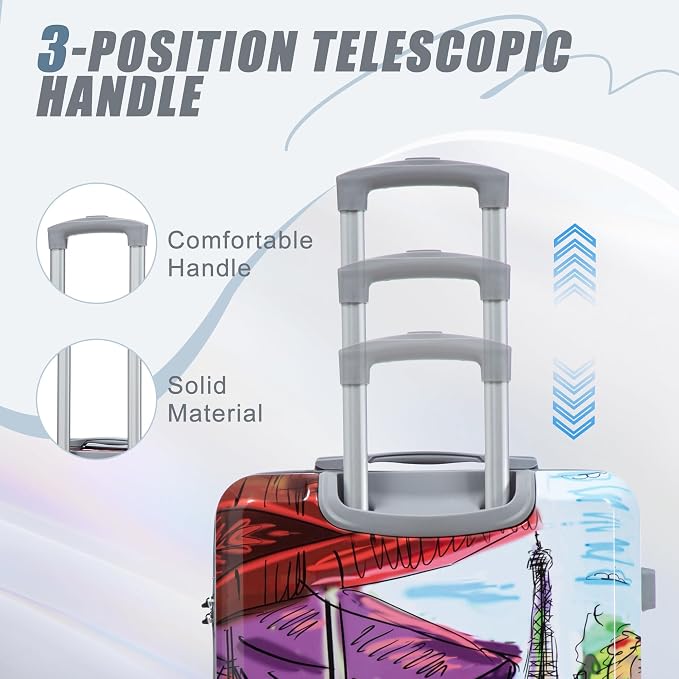 Hardshell Luggage Sets, Lightweight Stripes Suitcases with Spinner Wheels, Tower-PC - Image 6