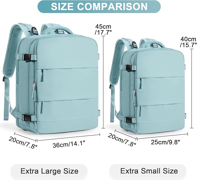 Large Travel Backpack Carry on Flight Approved Mochila De Viaje Carry on Backpack for Airplanes Spirit Airlines Personal Item Bag 18x14x8 Inches Travel Bag Traveling Backpack for Women Men Light Blue - Image 3