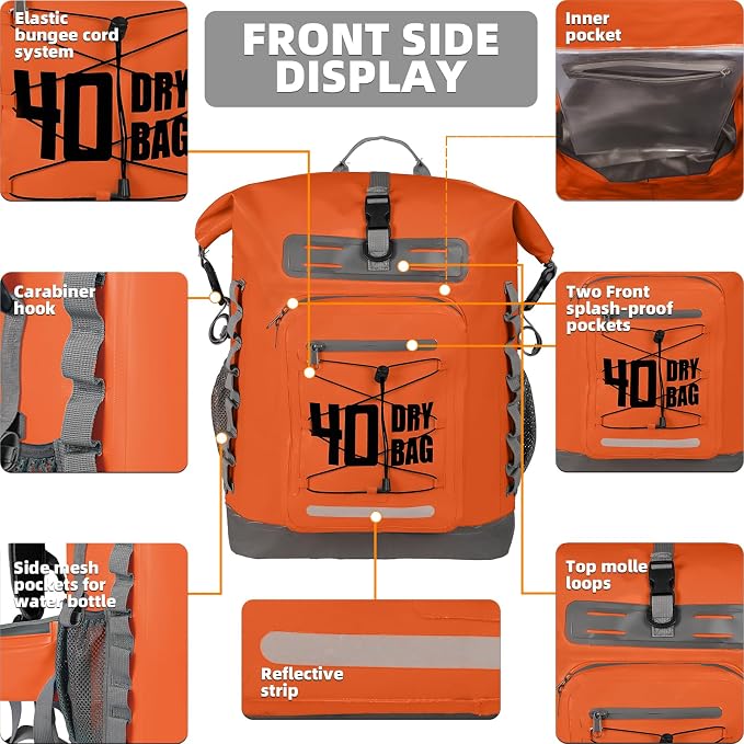 MORXPLOR Dry Bag Waterproof,5L/10L/20L/30L/40L/55L Roll Top Dry Bag Backpack with WaterProof Phone Case for Swim,Kayak - Image 4