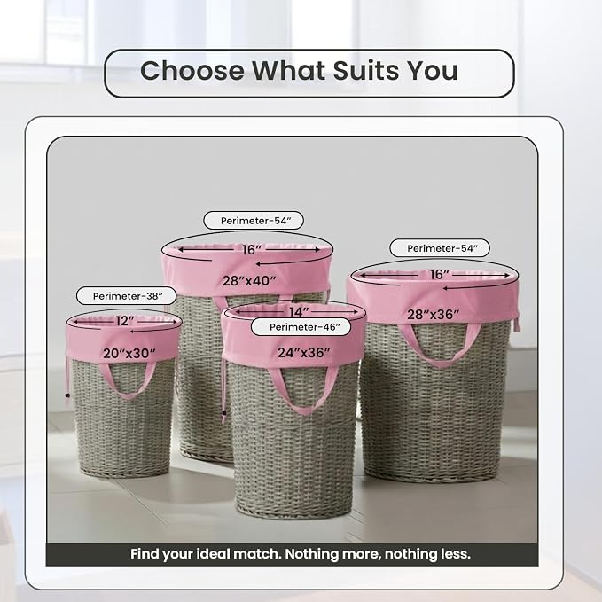 LFH Home Large Premium Cotton Rich Canvas Laundry Bag with Drawstring and Handles Heavy Duty, Multi-Use, Washable for Home, Travel, College or Storage 28x36 (Pack of 6)-Pink - Image 2
