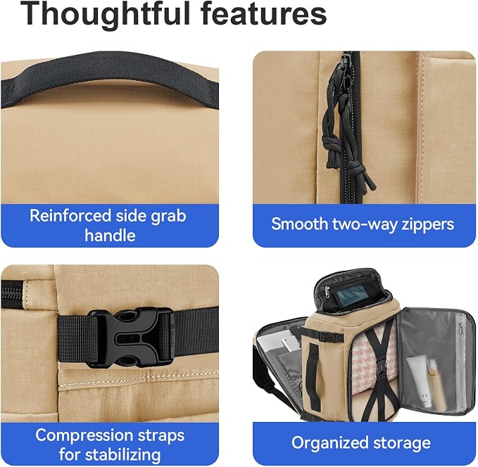 Carry On Travel Backpack Flight Approved Laptop Backpack for Women Men | Personal Item Travel Bag, Casual Weekender Daypack with Wet Pocket for Business, Hiking - Image 9