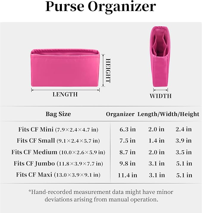 Purse Organizer Insert, Silky-Soft Lightweight Design, Multi-Pocket, Keeps Bag Organized & Protects Interior, Fits Chanel Classic Flap Medium, Ideal for Travel & Daily Use(Rose Shocking, CF Medium 25) - Image 7