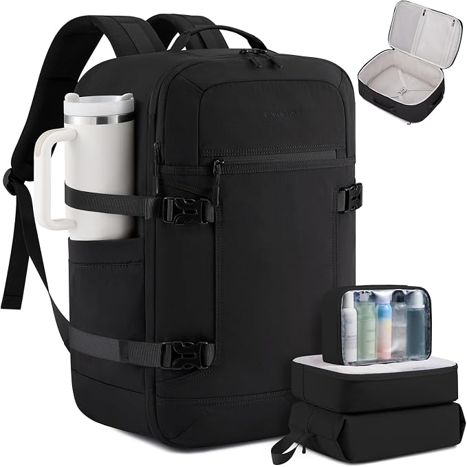 LOVEVOOK 40L Travel Backpack for Women & Men, Airline Approved Carry On Backpack with 3 Packing Cubes, TSA Personal Item Bag, Waterproof Weekender Overnight Backpack Fits 17" Laptop by LOVEVOOK