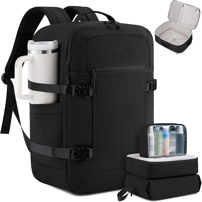 LOVEVOOK 50L Travel Backpack for Women & Men, Airline Approved Carry On Backpack with 3 Packing Cubes, TSA Personal Item Bag, Waterproof Weekender Overnight Backpack Fits 17" Laptop by LOVEVOOK