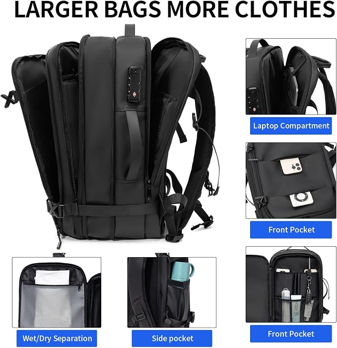 Vacuum laptop bag Compression Backpack Expandable, TSA-Approved Carry-On Water-Resistant Design for Travel with air pump (Built in pump, Large) - Image 7