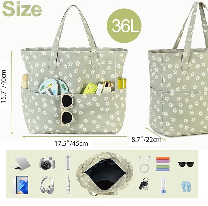 Bluboon Waterproof Beach Tote Pool Bags for Women Ladies Extra Large Carry On Bag With Wet Compartment for Weekender Travel - Image 3