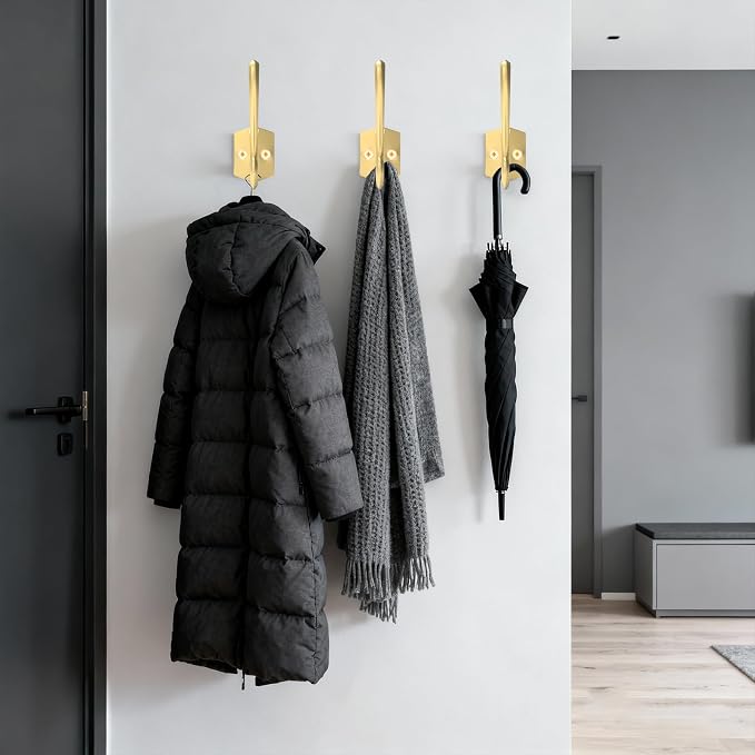 CBWLWJ 24 Pack Heavy Duty Metal Wall Hooks for Hanging, Wall Mounted Coat Hooks for Living Room, Bathroom, Kitchen – Hang Coat, Bag, Scarf, Towel, Hat, Key, Cup (Gold) - Image 4