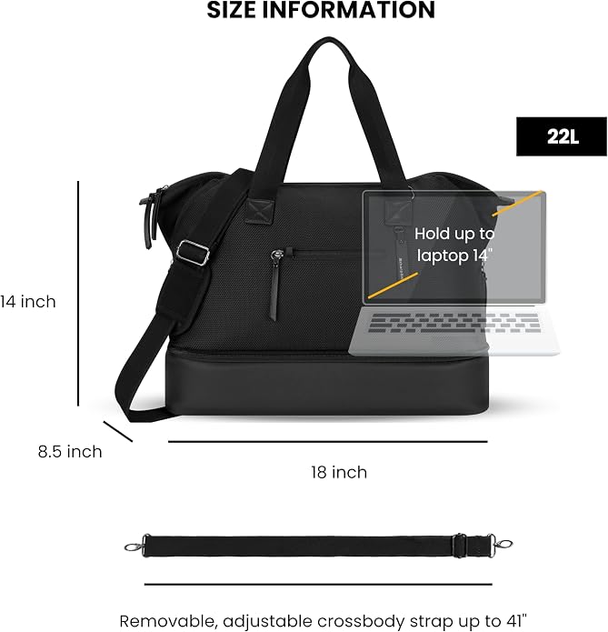 Sherpani Boston, Anti Theft Weekender Bags, Travel Duffel Bag, Carry On Tote Bag with Removable Shoe Bottom Compartment - Image 3