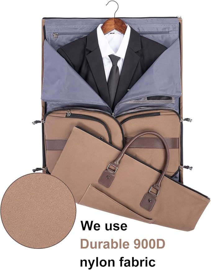Modoker Convertible Weekender Bag - Canvas Duffle Bags for Travel with Hanging Feature, Brown - Image 2