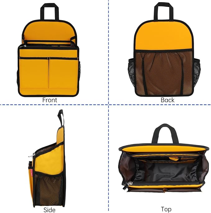 Large Premium Wider Rugged Backpack Organizer Insert for Men Women Work Travel -19 Pockets, Padded Nylon-Yellow - Image 9