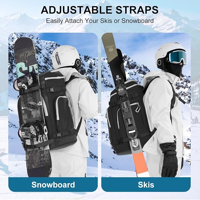 Ski Boot Bag, 65L Waterproof Ski Bag & Snowboard Boot Bag, Travel Backpack for Skis Snowboard Helmet Goggles & Accessories - Image 6