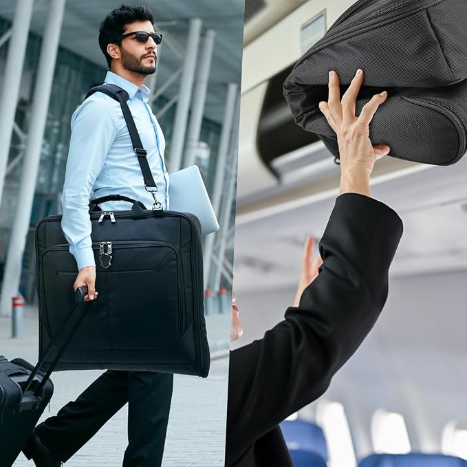 WELKINLAND 3-Suits Garment Bags for Travel W/ 4-Pack Compression Packing Cubes, 30L-Large Carry On Garment Bag for Travel, 15-Pockets Suit Holder Travel Bag, Wrinkle-Free Suit Garment Bag for Men - Image 2