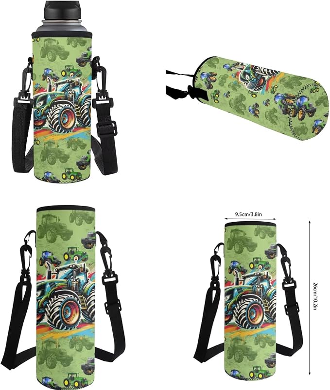 Green Buggy Backpack for Boys Kids Backpack with Lunch Box and Aesthetic Pencil Case 4 in 1 Set Bookbag for Elementary Kindergarten 17 inch Large Capacity School Bag with Compartments - Image 6