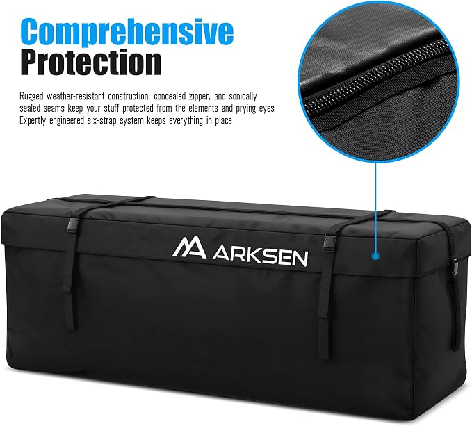 ARKSEN 58'' x 20.5'' x 24'' Waterproof Cargo Carrier Bag,Soft Sided Weather Resistant Luggage & Camping Gear Storage, Fits 60 Inch Hitch Mounted Baskets for Car, Truck, SUV, RV or Van - Image 4