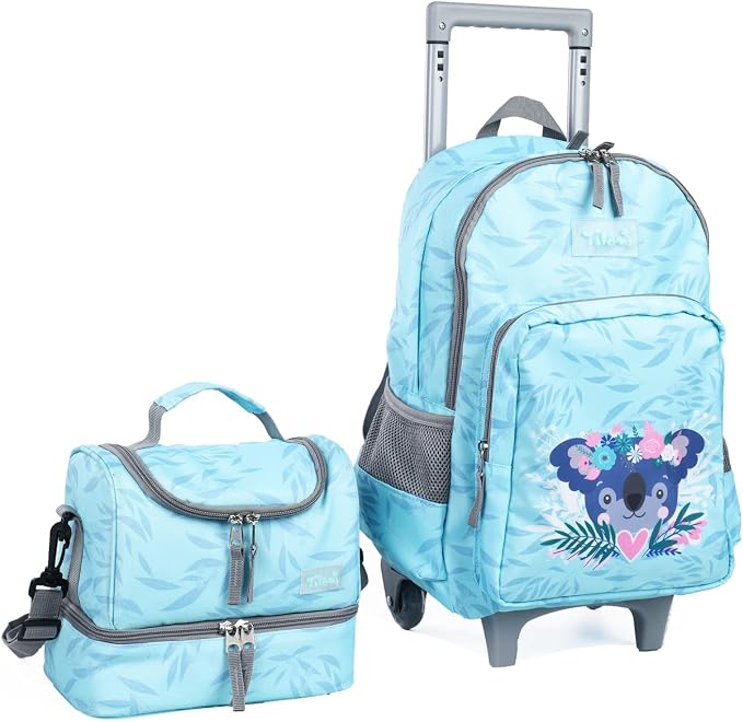 Tilami Rolling Backpack 18 inch Double Handle with Lunch Bag Wheeled Kids Backpack for Girls and Boys, Koala by Tilami