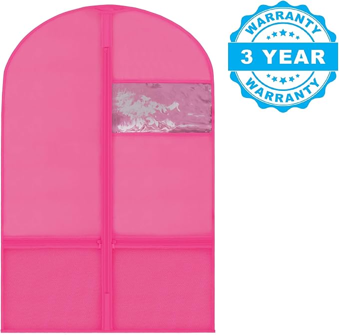 Plixio 36" Kids Garment Bags for Dance Costumes, Childrens Hanging Clothes, Uniform, Suits, Girls Dress Recital Outfit Organizer Dance Garment Bags For Dancers with Zippered Pockets (6 Pack :36",Pink) - Image 4