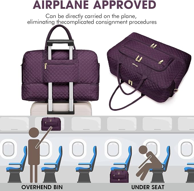 Travel Duffle Bag Weekender for Women - 38L Carry-On Overnight Personal Item Bag with Shoe Compartment & Wet Pocket Weekend Tote Bags with Toiletry Hospital Bags for Labor and Delivery - Image 5