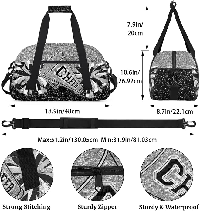 Cheerleading Dance Bag for Women Cheer Team Sport Gym Makeup Cosmetic Bag 2 Pcs Set - Image 3