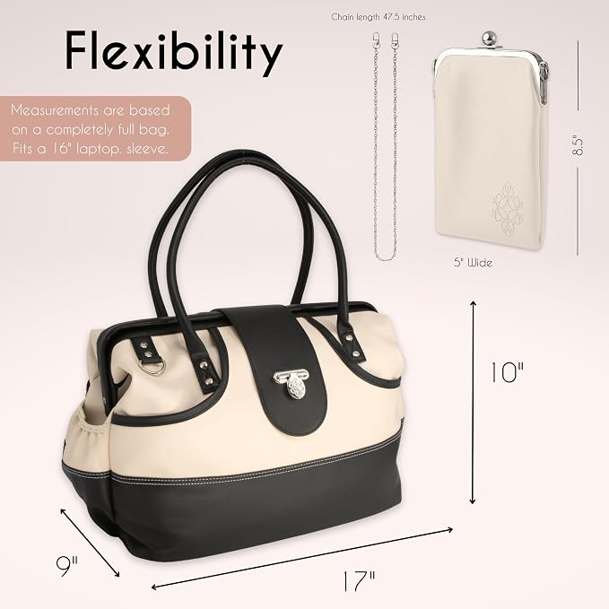Borsali Weekender Bag for Women - Travel Carry On Duffel -Vegan Leather with Travel Wallet, Packing Cubes, Shoe Covers & Glasses Case (Cream/Cream) - Image 3