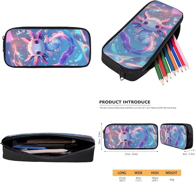 Adorable Axolotl Bookbag and Lunch Box Set for Girls Lightweight Cute Backpacks for 5th Grade Girls for Kindergarten Primary Elementary 17 inch Travel Back Pack Purse with Adjustable Starps - Image 7
