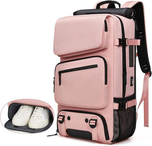 Backpack for Traveling On Airplane,Expandable Carry On Laptop Backpack for Men and Women,Outdoor Travel Bag,Pink by ODSSTAIPS