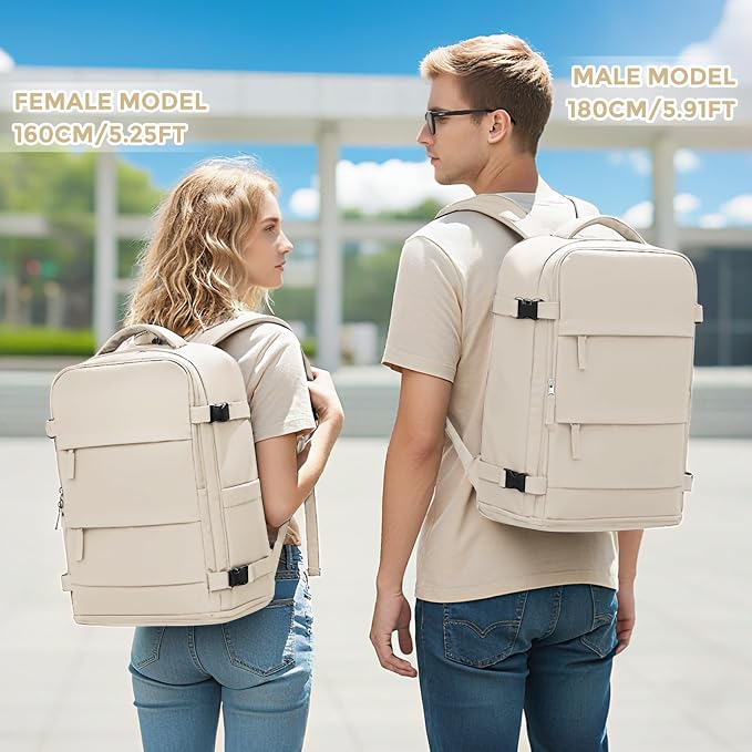 coowoz Travel Backpack For Women Men,Carry On Backpack,Hiking Backpacks Waterproof Outdoor Sports Rucksack Casual Daypack travel essentials（Off White） - Image 3