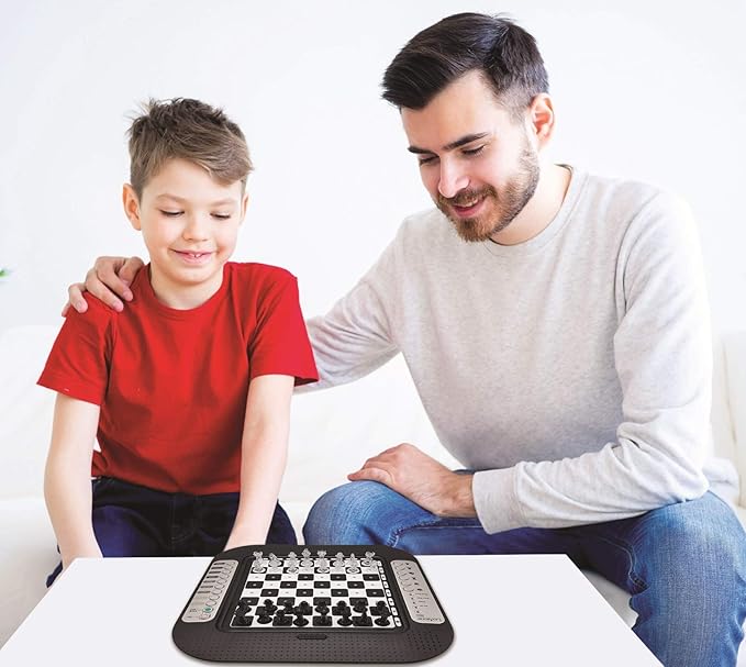 Lexibook Chessman® FX, Electronic Chess Game with Tactile Keyboard and Light and Sound Effects, 32 Pieces, 64 Levels of Difficulty, Family Board Game, Black/Grey, CG1335
