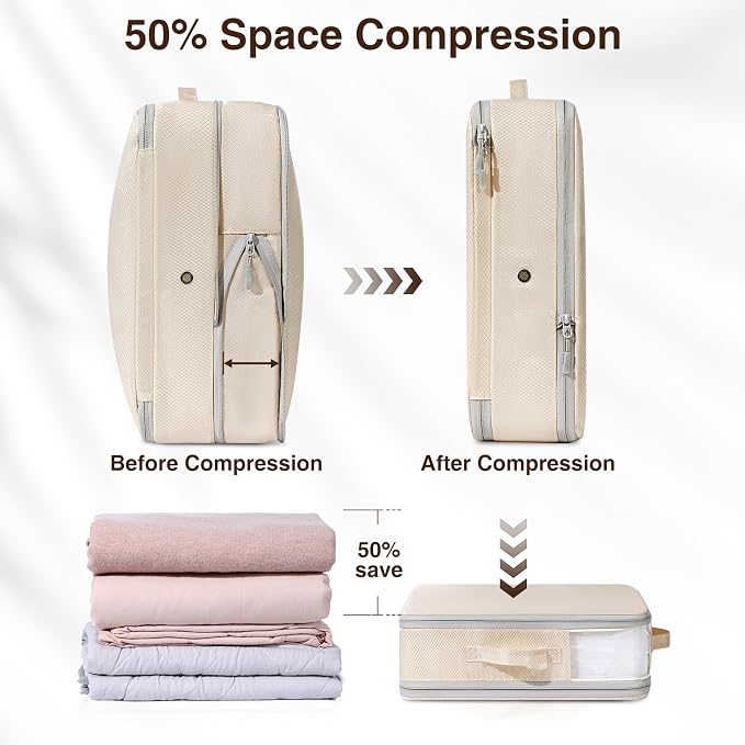 DIMJ Clothes Storage Bag 8 Pack, 19L Compression Storage Bags for Sweater, Closet, Sheet Storage Organizer with Window Handle, Compression Packing Cubes Space Saver Storage Bags with Zipper - Image 3