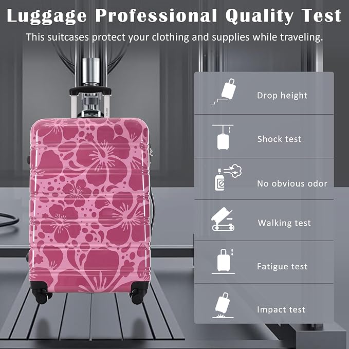Merax Suitcase Set, Hardshell Luggage Sets 3 Piece with Spinner Wheels | Durable Printing Suitcase with TSA Lock Lightweight 20" 24" 28",Purple Pink - Image 3