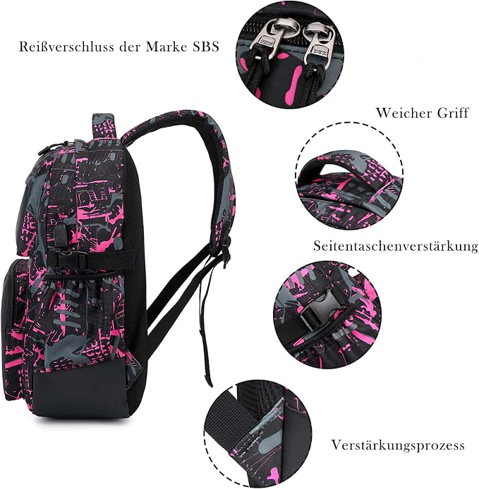 Asge boys backpack for kids camo bookbag for middle school bags travel back pack (Pink) - Image 5