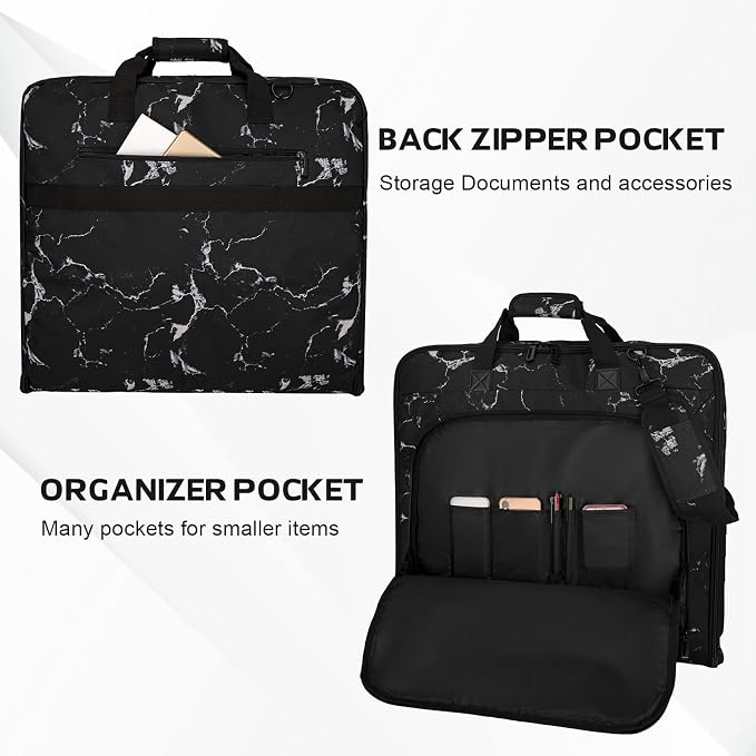 Goloni Garment Bag For Men Women Travel & Business,Hanging Clothes & Multiple Compartment,Waterproof Foldable Suit Bag Marble - Image 4