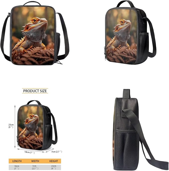 Dragon Lizard Backpack for Kids Boys Backpack with Lunch Box Water Bottle Holder with Strap and Soft Pencil Case 4PCS Set Bookbag with Front Pocket 17 inch Large Capacity School Bag for Girls - Image 4