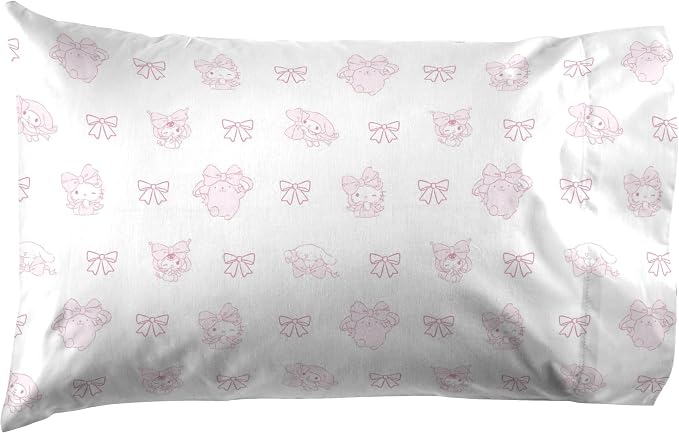 Jay Franco Sheet Set with Fitted, Flat Sheets & Pillow Cover - Ultra-Soft Bedding with Pillowcase for Room Decor, Multi - Hello Kitty, 4 Piece King - Image 3