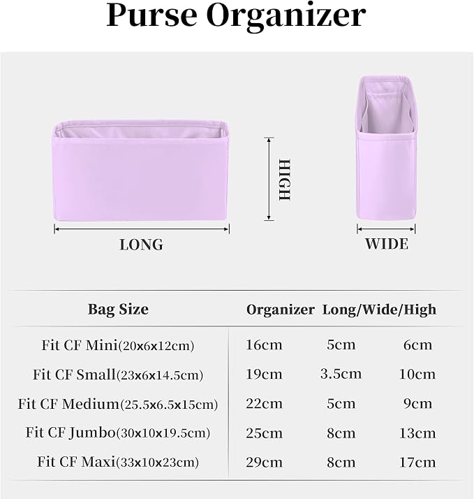 Purse Organizer Insert, Silky-Soft Lightweight Design, Multi-Pocket, Keeps Bag Organized & Protects Interior, Fits Chanel Classic Flap Mini, Ideal for Travel & Daily Use(Plum, CF Mini 20) - Image 5