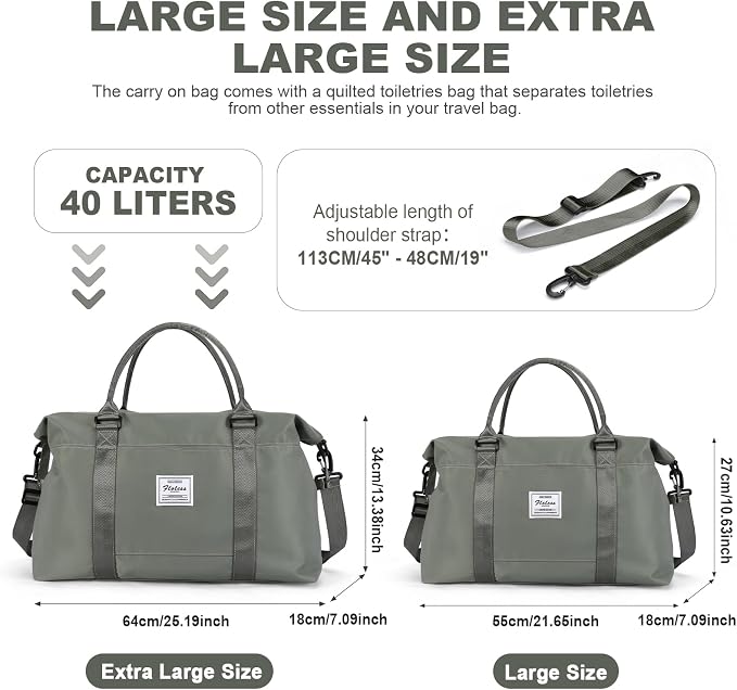 Travel Duffel Bag, Carry On Overnight Weekender Bags for Women | Travel Bag with Wet Pocket & Trolley Sleeve, For Spirit Airlines 18x14x8 Personal Item Bag - Image 3