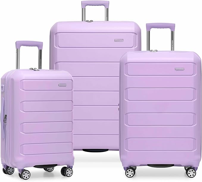 Traveler's Choice Pagosa Hardshell Expandable Luggage with Spinner Wheels, Lavender, 3-Piece Set (22/27/30) by TravelersChoice