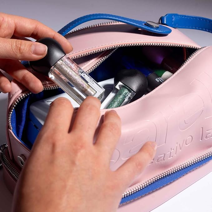 SARELLY | Vegan Leather Makeup Bag | Perfect for Makeup Brushes | Multi-compartments | Blush - Image 6