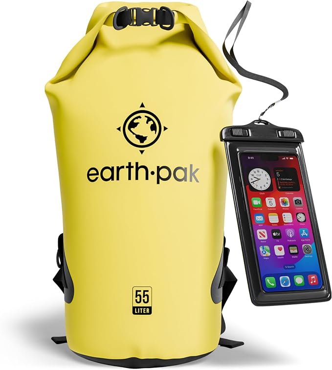 Earth Pak Waterproof Dry Bag - Roll Top Waterproof Backpack Sack Keeps Gear Dry for Kayak with Waterproof Phone Case by earthpak