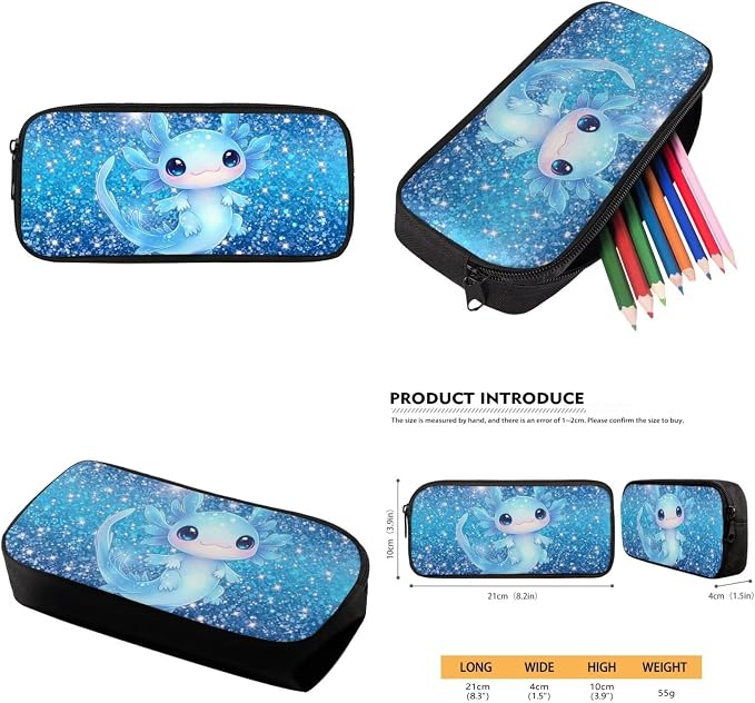 Blue Axolotl Backpack for School Girls 2nd Grade with Lunch Box 17in Elementary Bookbag and Lunch Bag Set 4 in 1 Galaxy Back Pack for Kids 6-8/5-7 - Image 6