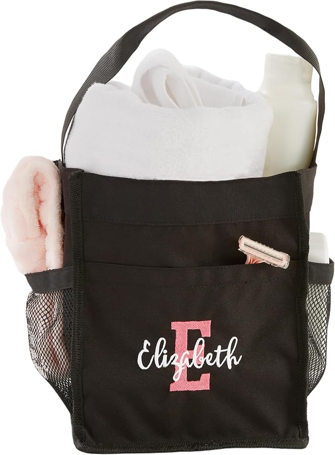 Personalization Universe Personalized Playful Name Embroidered Shower Caddy with Handle and Pockets - Ideal for College Dorms and Camping - Customizable Name and Initial - 8"x9.5"x8" by PersonalizationUniverse